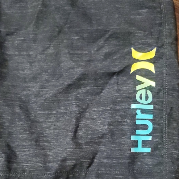 Hurley Charcoal Shorts with Blue and Yellow Logo - Picture 3 of 6